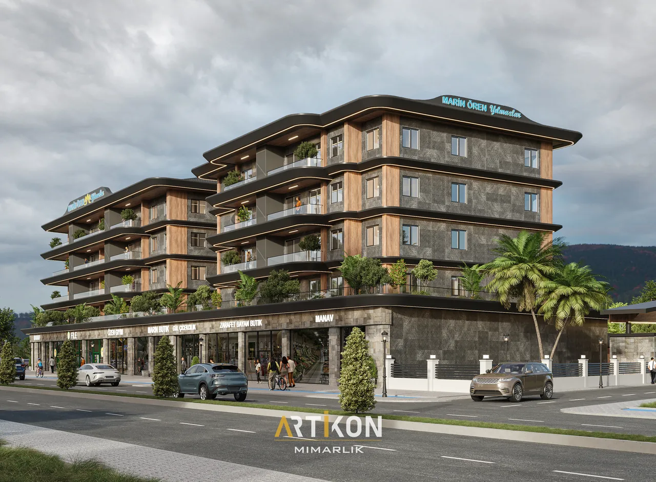 Konut projesi dış cephesi · Artikon 3D tasarım görseli